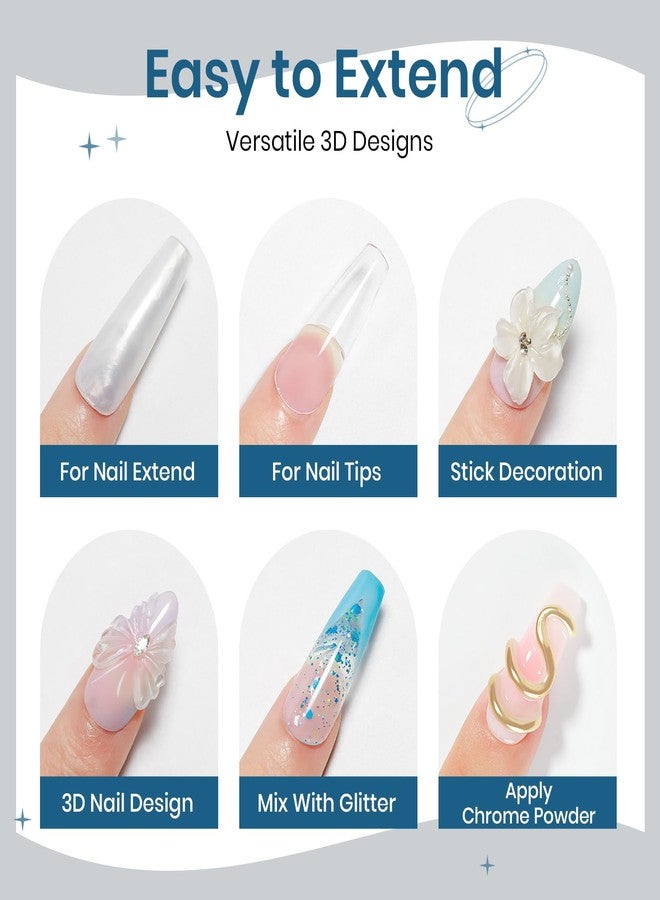 سوبوي جل تمديد الأظافر الشفاف والأبيض اللؤلؤي من سوبوي، جل صلب ثلاثي الأبعاد لفن نحت الأظافر، مع قلم سيليكون لنقش وتزيين الأظافر، مناسب للاستخدام المنزلي، للنساء - Image 3